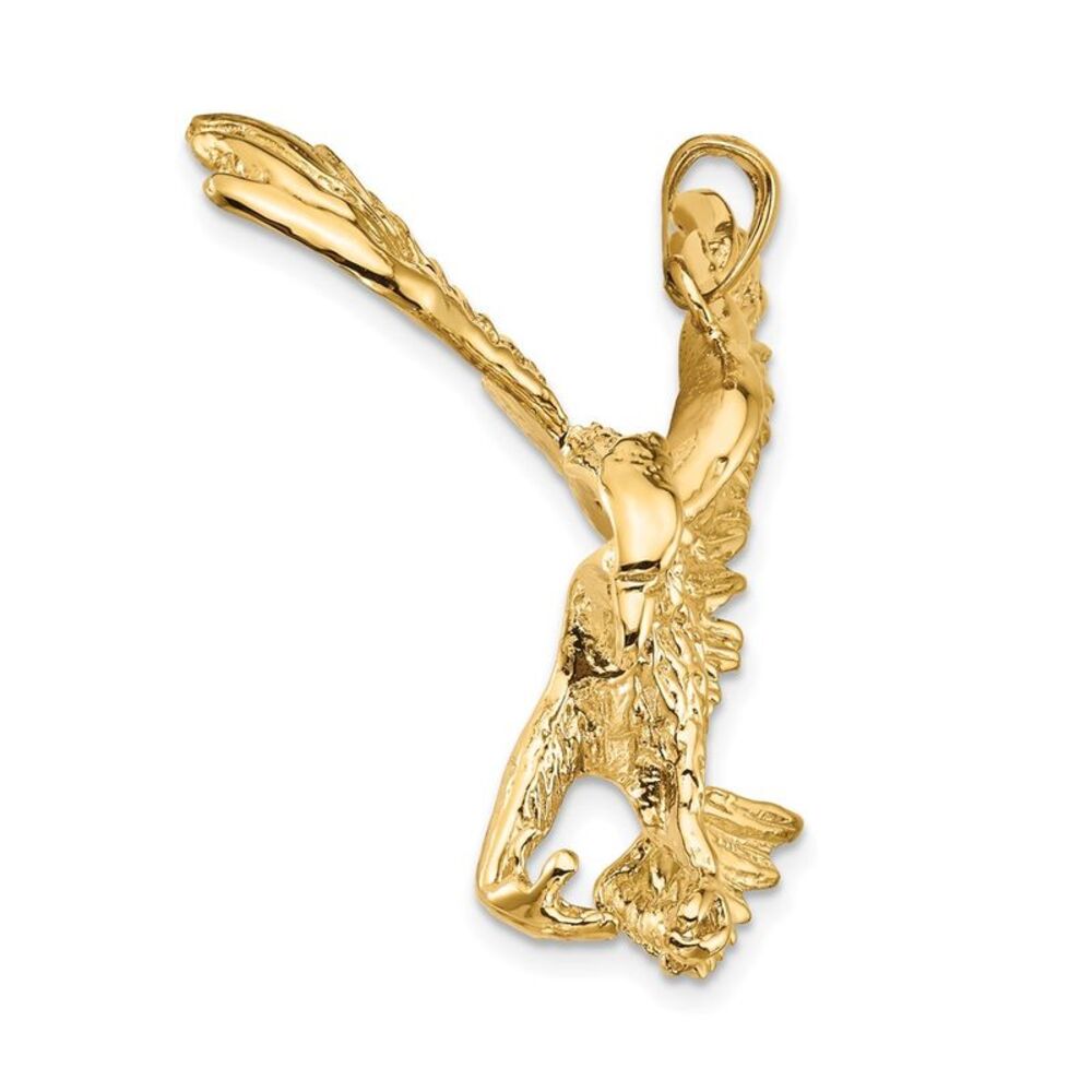 10k Yellow Gold Solid Polished Eagle Pendant - image 2